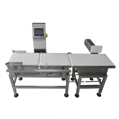 Industria cuantitativa Máquina de pesaje de alimentos 200g Cinta transportadora automática Revisión pesadora 7 "Pantalla táctil Soplado de aire C200-2-1 100mm